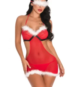 3WISHES Mistletoe Mistress Chemise Lingerie