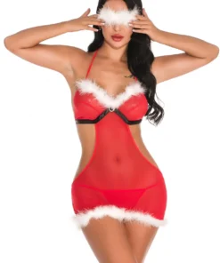 3WISHES Mistletoe Mistress Chemise Lingerie