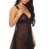 3WISHES Lingerie Ruffled Mesh Babydoll
