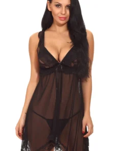 3WISHES Lingerie Ruffled Mesh Babydoll