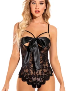 3WISHES Bow Front Bodysuit Lingerie