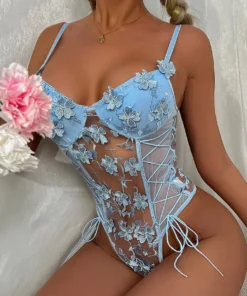 3WISHES Flower Garden Teddy Lingerie 10 3WISHES Flower Garden Teddy Lingerie