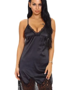 3WISHES Chemise Lingerie Satin And Lace Sleepwear Chemise 11 3WISHES Chemise Lingerie Satin And Lace Sleepwear Chemise