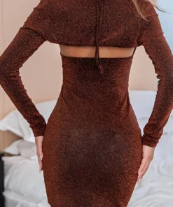 3WISHES Clothing Red Ribbed Dress And Shrug 7 3WISHES Clothing Red Ribbed Dress And Shrug