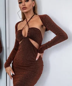 3WISHES Clothing Red Ribbed Dress And Shrug