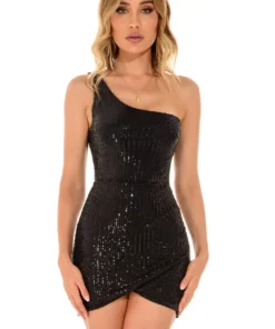 3Wishes One Shoulder Sequin Mini Dress 17 3Wishes One Shoulder Sequin Mini Dress