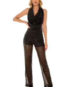 3Wishes Glam Glitter Jumpsuit Dresses