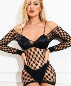 3WISHES Wide Net Long Sleeve Chemise