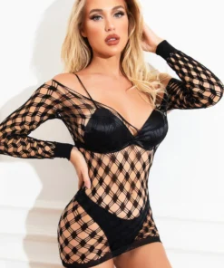 3WISHES Wide Net Long Sleeve Chemise