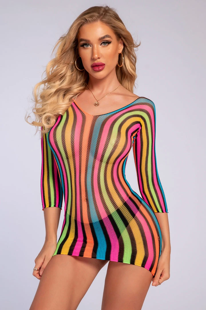 3WISHES Lingerie Multicolor Net Chemise 1 3WISHES Lingerie Multicolor Net Chemise