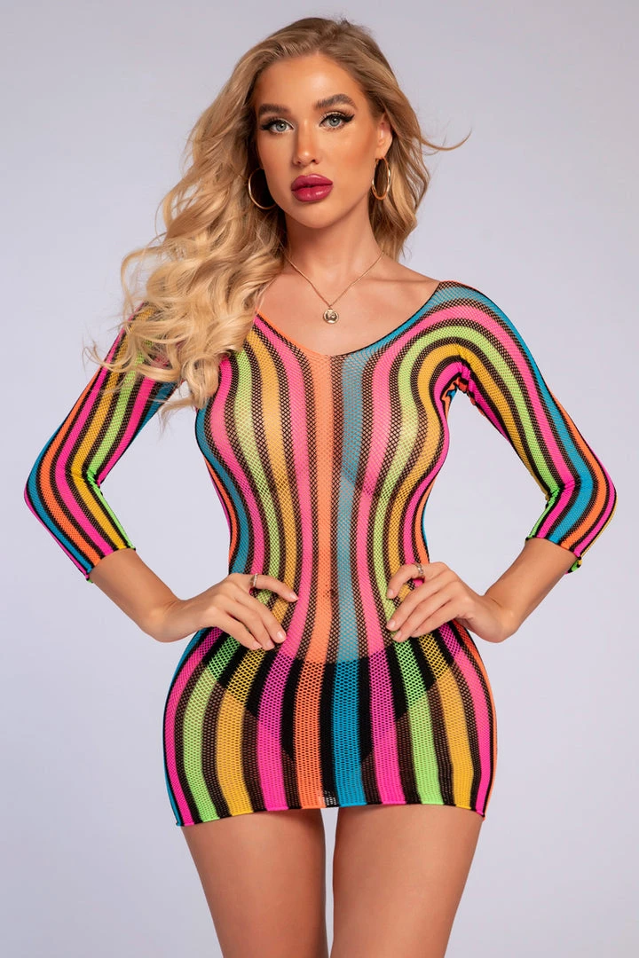 3WISHES Lingerie Multicolor Net Chemise 4 3WISHES Lingerie Multicolor Net Chemise