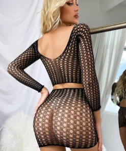 3WISHES Bra Sets Pothole Crop Top And Skirt